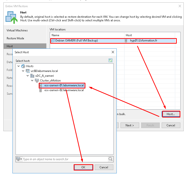 Restauration complète d'une VM avec Veeam Backup