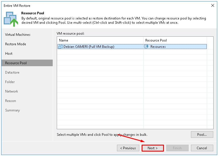 Restauration complète d'une VM avec Veeam Backup