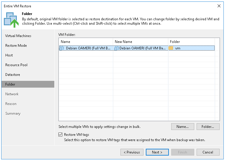 Restauration complète d'une VM avec Veeam Backup