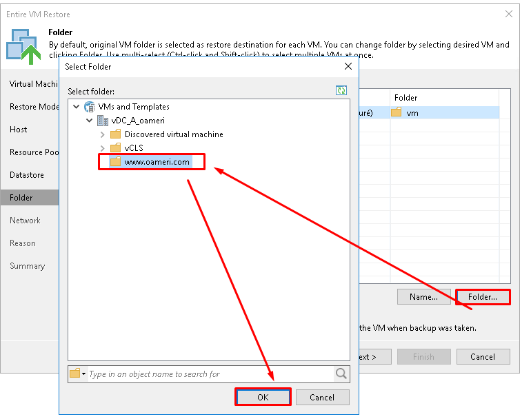 Restauration complète d'une VM avec Veeam Backup