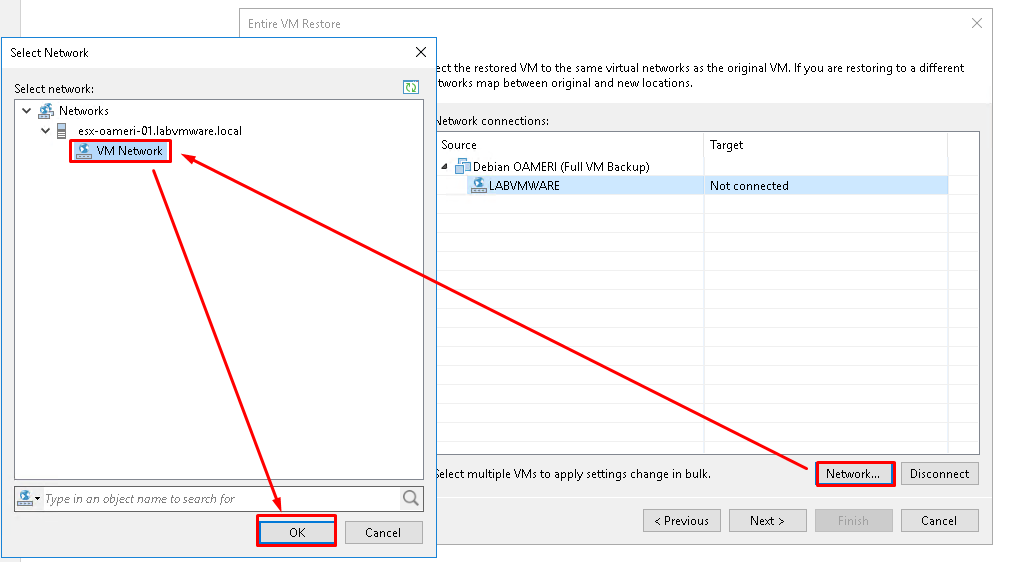 Restauration complète d'une VM avec Veeam Backup