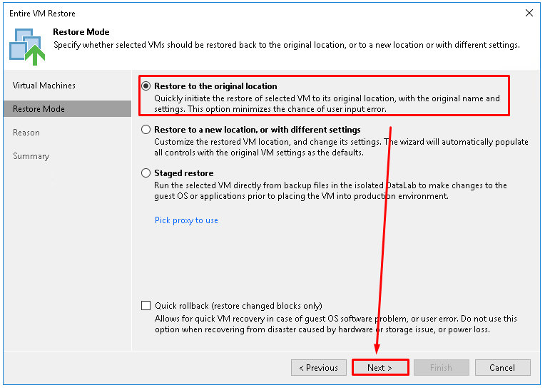 Restauration complète d'une VM avec Veeam Backup